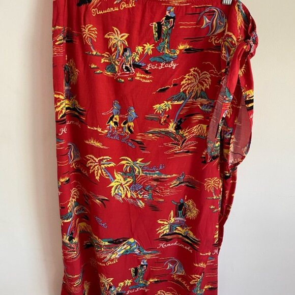 Hilo Hattie Vintage Red Hawaiian Print Women’s XL Shirt and Sarong Wrap Skirt - Picture 5 of 6